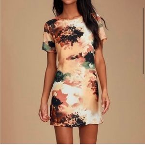 Lulu's Camaraderie Orange Print Shift Mini Dress